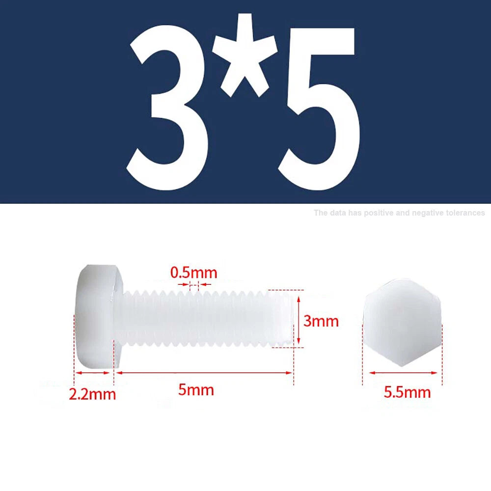 M3–M12 White Nylon Hex Bolts | Plastic Hexagon Head Machine Screws DIN 933