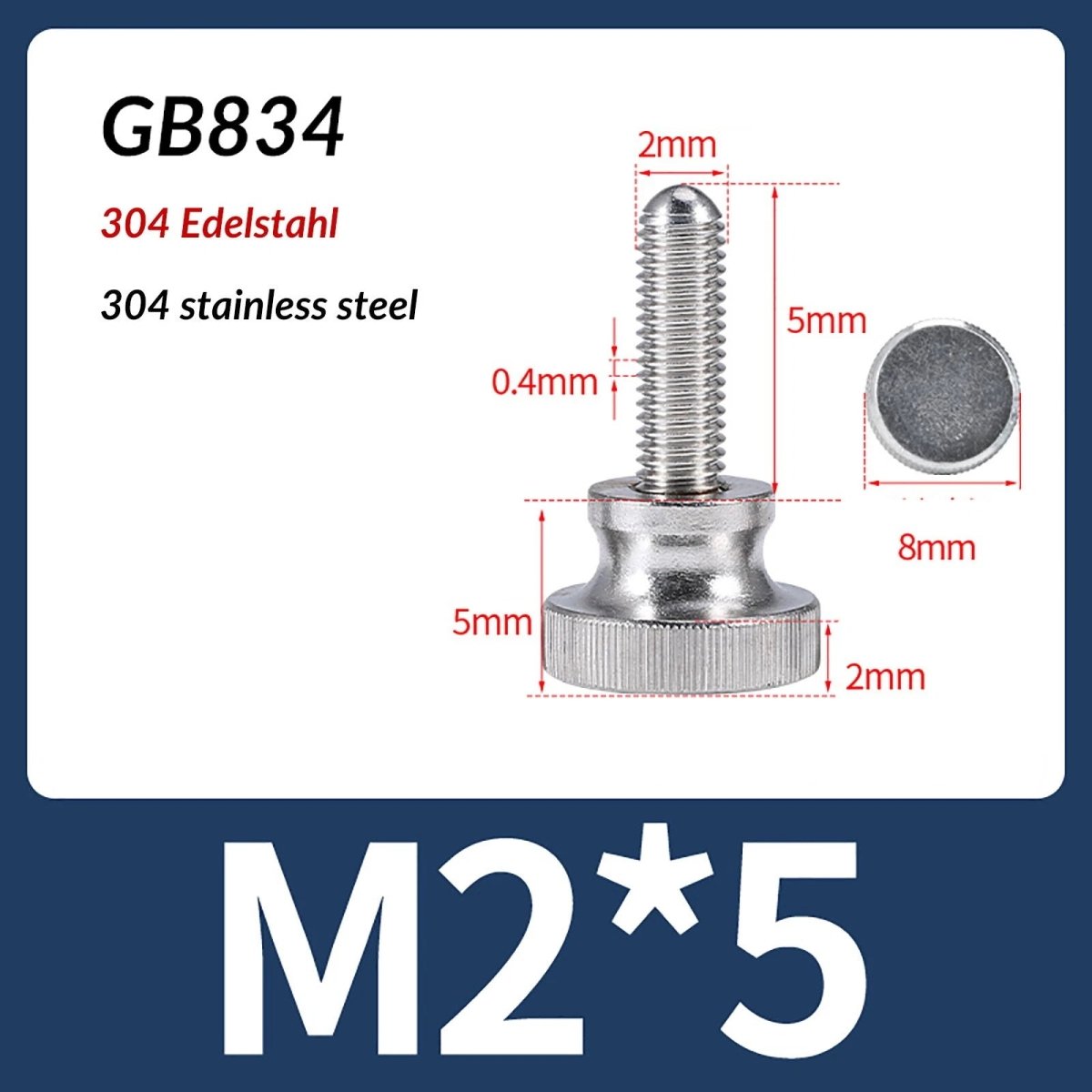 A2 Stainless Steel Knurled Thumb Screws – M2 to M10, Hand Turn Knob Bolts, 4 - 60mm Lengths - HomeDIYer