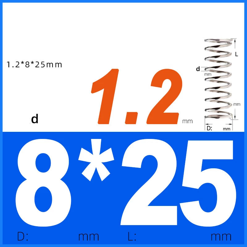 Compression Spring 1.2mm Wire Dia 8mm - 13mm OD Small Pressure Springs