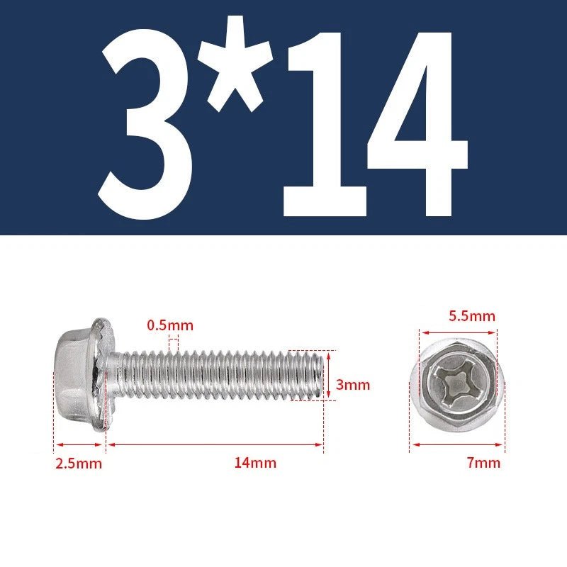 Phillips Hex Flange Screws 304 Stainless Steel M3–M8 | Dentate & Flat Flange - HomeDIYer