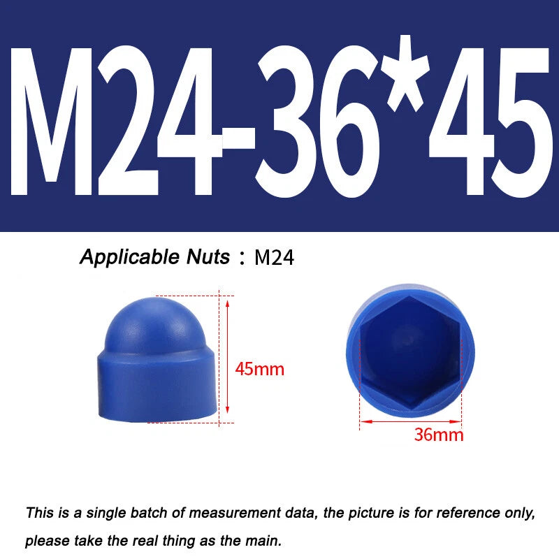Hex Bolt & Nut Protection Caps – Plastic Hexagonal Screw Covers for M4 M5 M6 M8 M10 to M24 (PE, 5-100 Pack)