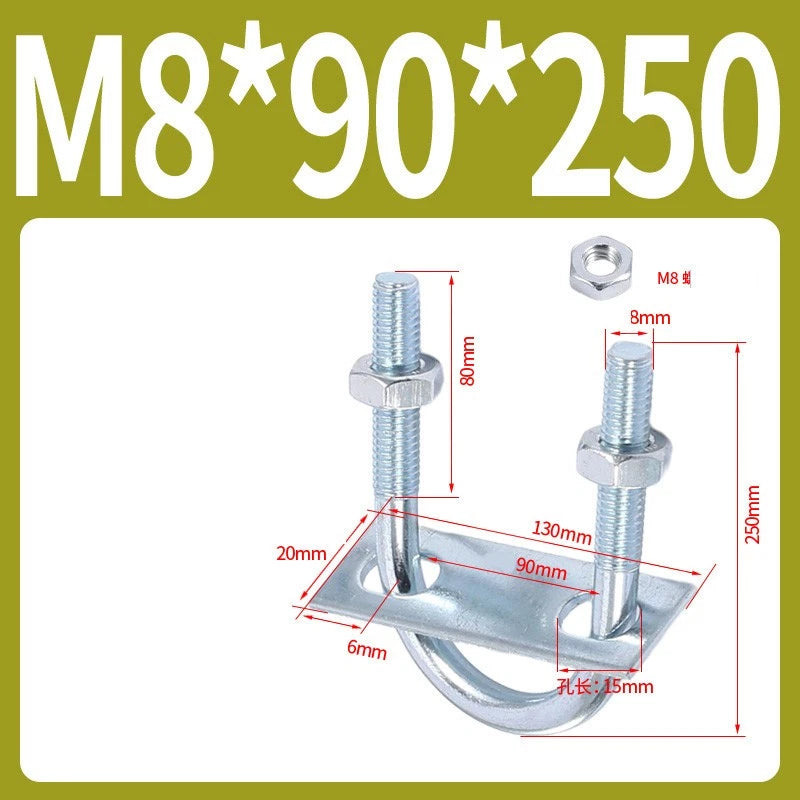 Round U-Bolts Sets Steel 16mm-219mm Inner Width M6 M8 M0 M12 with Nut, Plate