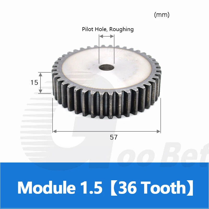Mod 1 1.5 2 2.5 3 4 5 Spur Gear C45 Steel 12 Tooth - 160 Tooth Motor Pinion Flat