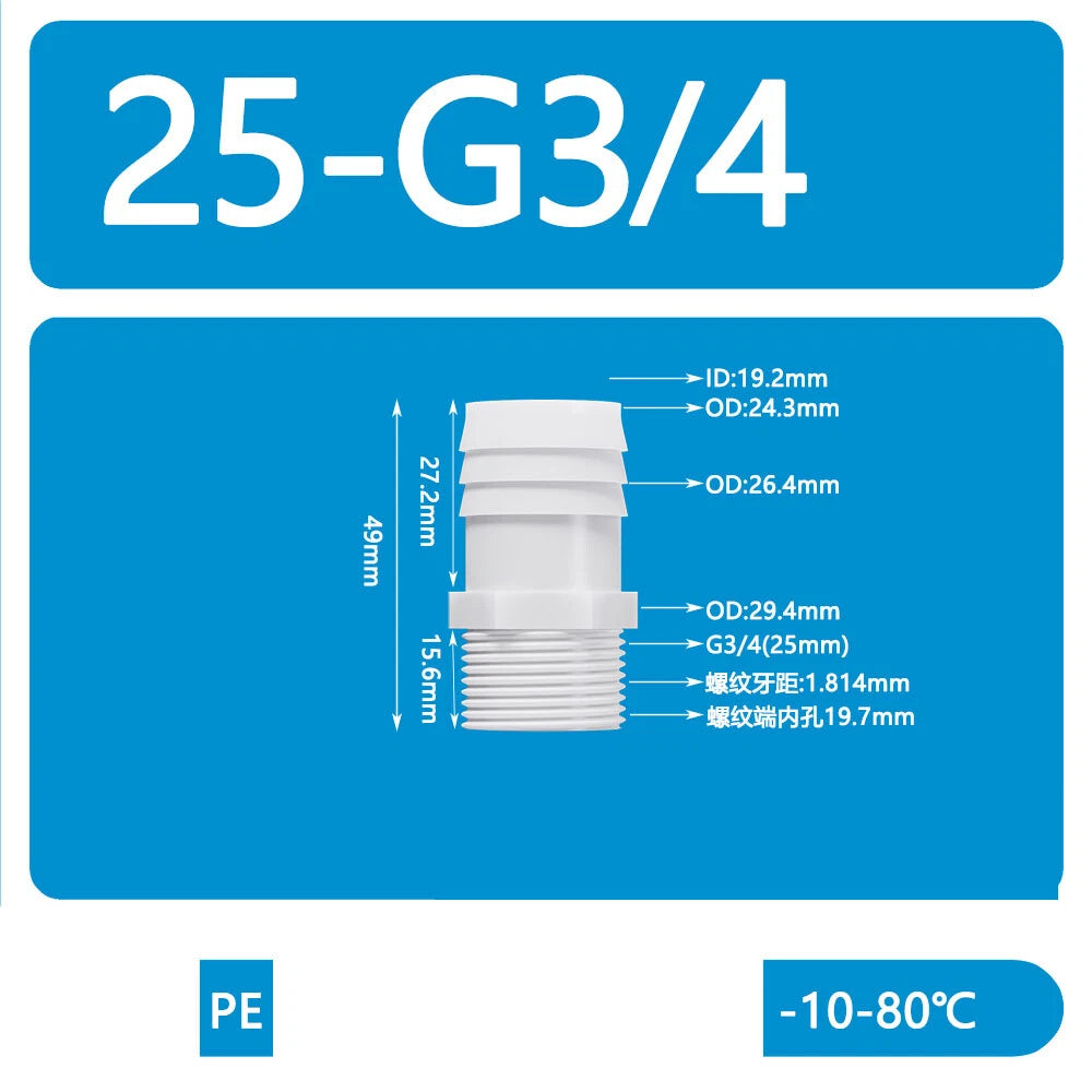 BSP Metric External Thread Straight Barb Connector – Plastic Hose Pipe Fitting