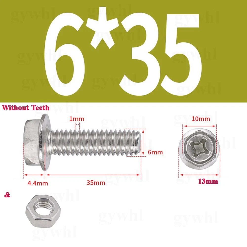 Phillips Hex Flange Bolts with Hex Nuts — Serrated & Smooth, M3–M8