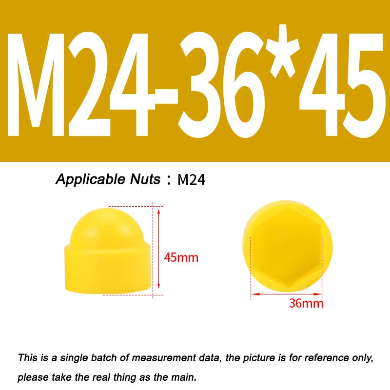 Hex Bolt & Nut Protection Caps – Plastic Hexagonal Screw Covers for M4 M5 M6 M8 M10 to M24 (PE, 5-100 Pack)