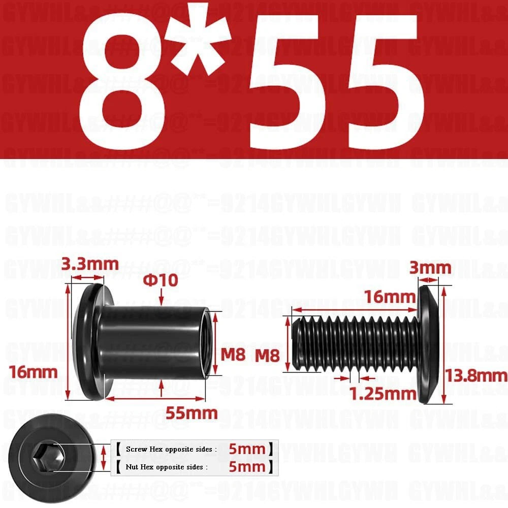Metric Furniture Connector Bolts with End Cap Nuts — Stainless Steel M2 to M10