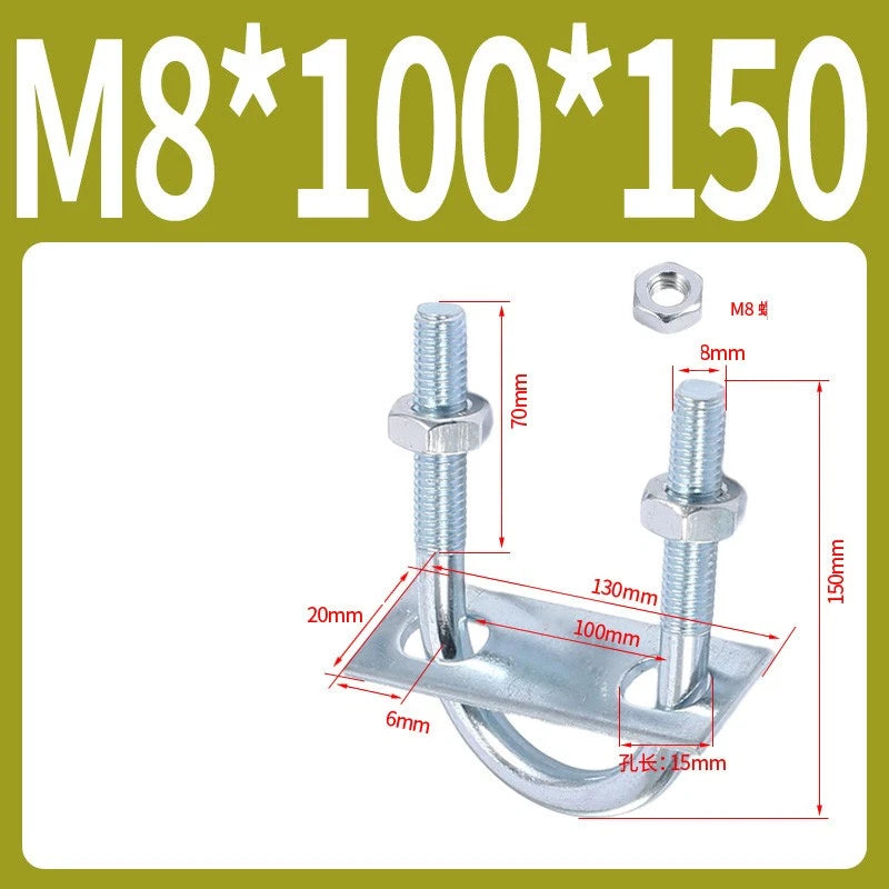 Round U-Bolts Sets Steel 16mm-219mm Inner Width M6 M8 M0 M12 with Nut, Plate