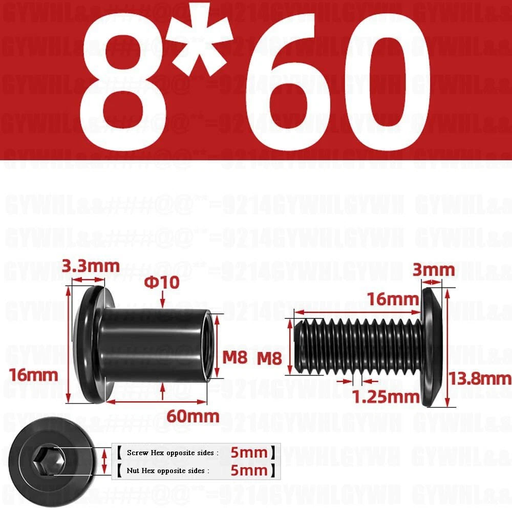 Metric Furniture Connector Bolts with End Cap Nuts — Stainless Steel M2 to M10