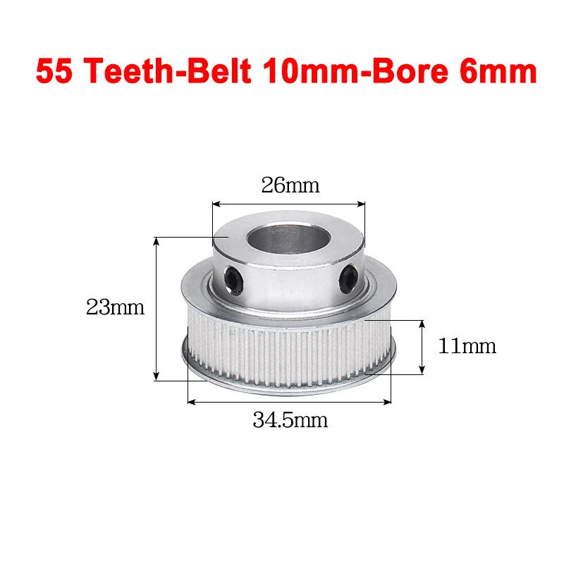 2GT Drive Pulley With Step 16 Tooth - 100 Tooth Bore 4mm - 25mm for 10mm Belt
