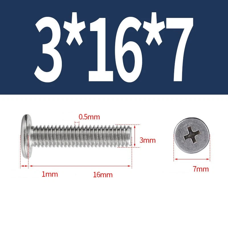M1–M8 Ultra Thin Flat Head Phillips Machine Screws – A2 Stainless Steel, Fully Threaded