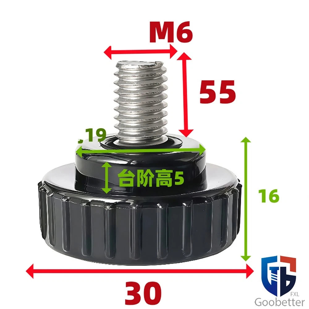 Knurled Thumb Screws with Round Plastic Handle — M3 M4 M5 M6 M8 M10 Clamping Knob Bolts