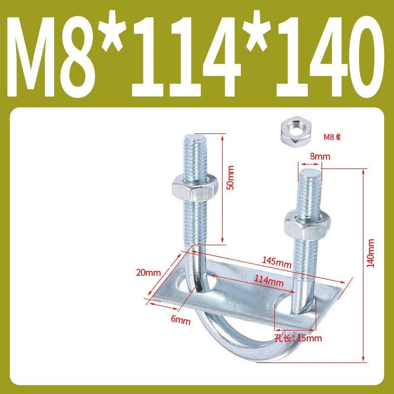 Round U-Bolts Sets Steel 16mm-219mm Inner Width M6 M8 M0 M12 with Nut, Plate