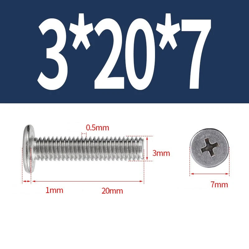 M1–M8 Ultra Thin Flat Head Phillips Machine Screws – A2 Stainless Steel, Fully Threaded