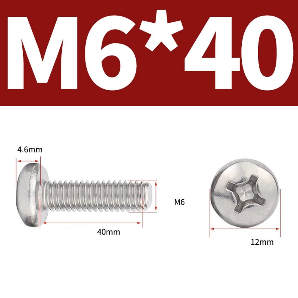 Phillips Pan Head Machine Screws — A4 Marine Grade Stainless Steel, DIN 7985 (M1.6–M10)