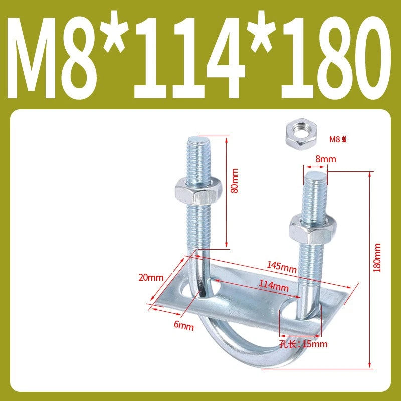 Round U-Bolts Sets Steel 16mm-219mm Inner Width M6 M8 M0 M12 with Nut, Plate