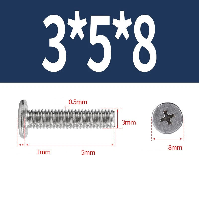 M1–M8 Ultra Thin Flat Head Phillips Machine Screws – A2 Stainless Steel, Fully Threaded