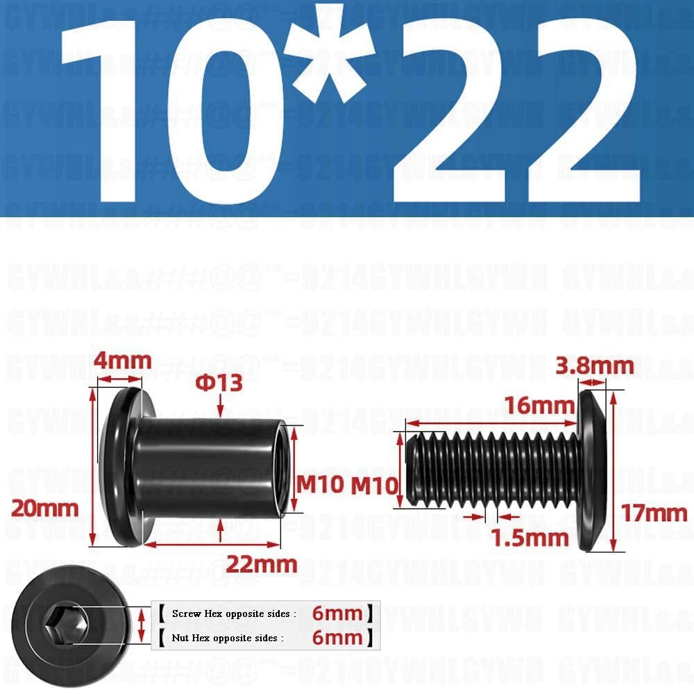 Metric Furniture Connector Bolts with End Cap Nuts — Stainless Steel M2 to M10