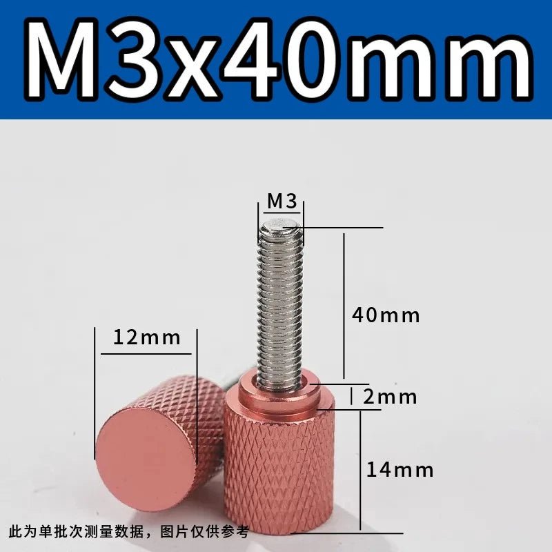 M3 Knurled Thumb Screws – Colored Anodized Aluminum, 6mm to 100mm, 10 Colors - HomeDIYer