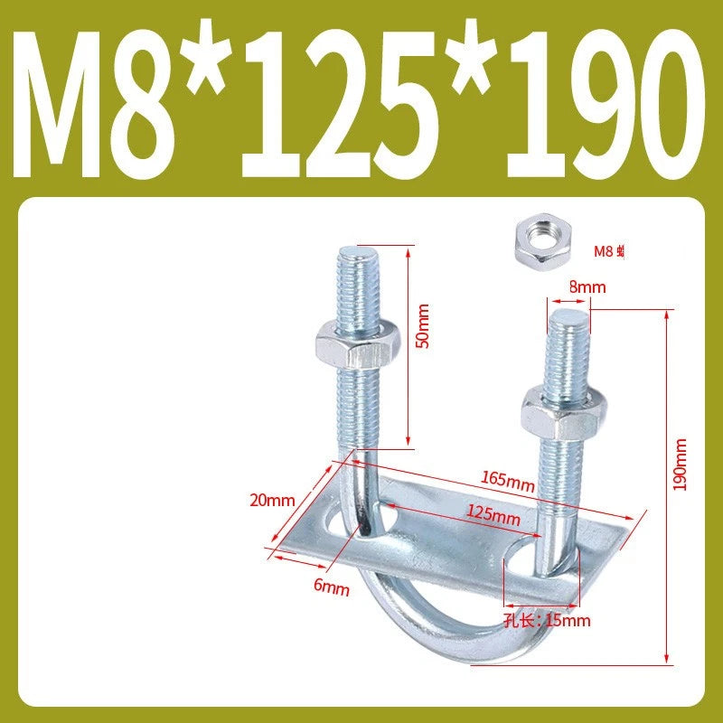 Round U-Bolts Sets Steel 16mm-219mm Inner Width M6 M8 M0 M12 with Nut, Plate