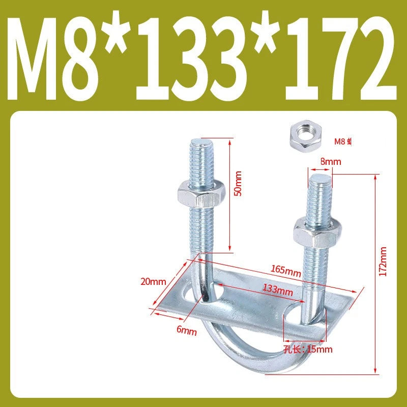 Round U-Bolts Sets Steel 16mm-219mm Inner Width M6 M8 M0 M12 with Nut, Plate
