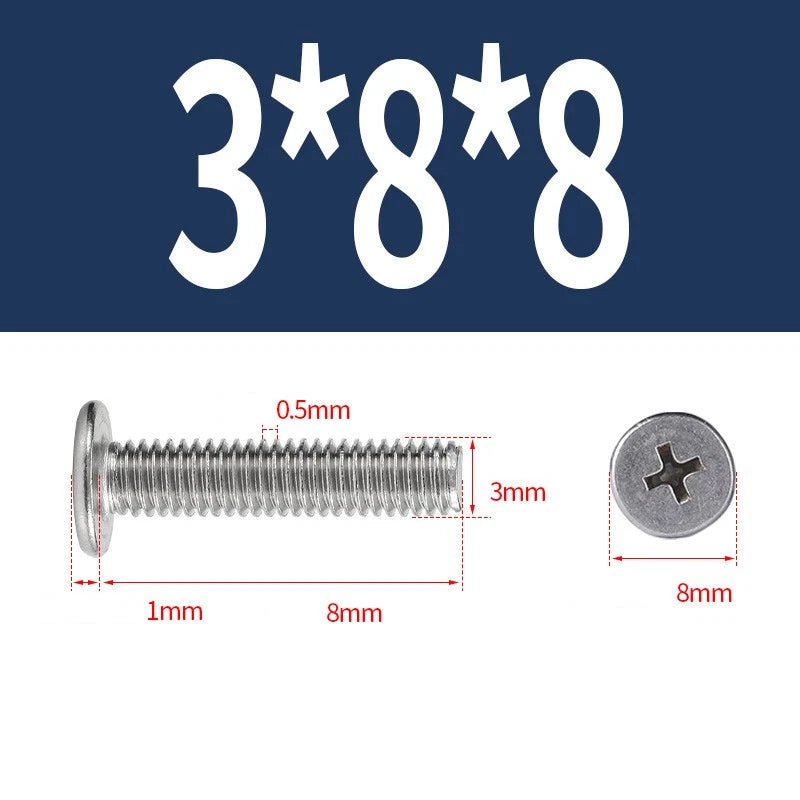 M1–M8 Ultra Thin Flat Head Phillips Machine Screws – A2 Stainless Steel, Fully Threaded