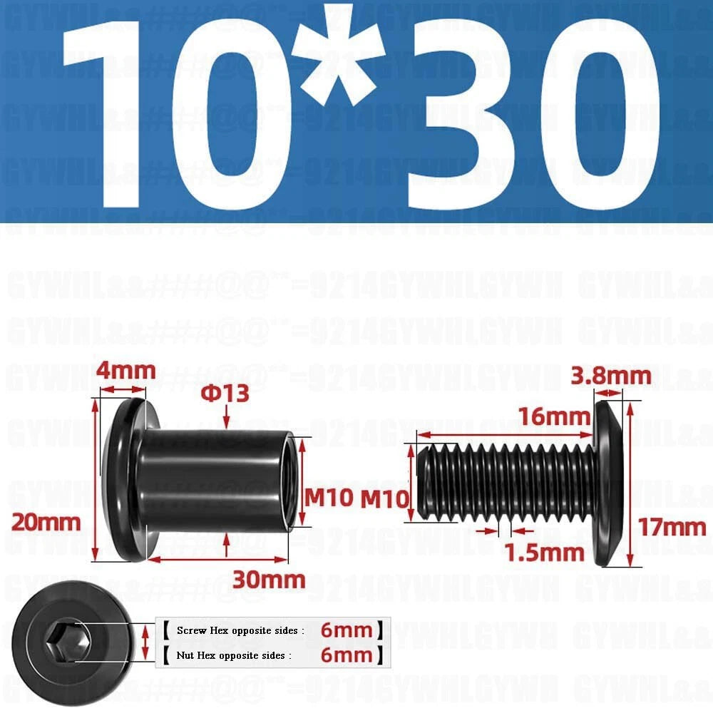 Metric Furniture Connector Bolts with End Cap Nuts — Stainless Steel M2 to M10