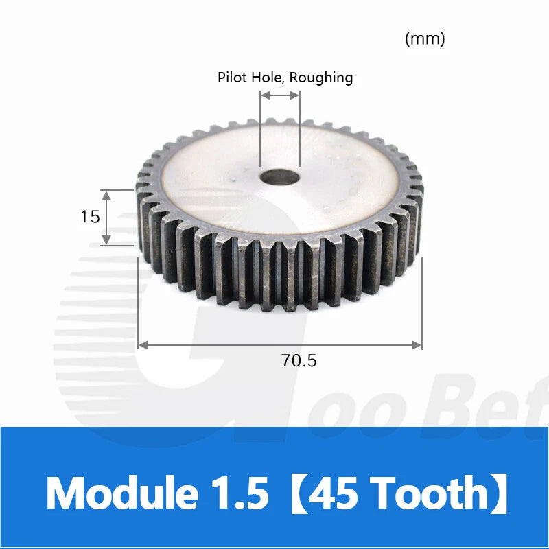 Mod 1 1.5 2 2.5 3 4 5 Spur Gear C45 Steel 12 Tooth - 160 Tooth Motor Pinion Flat