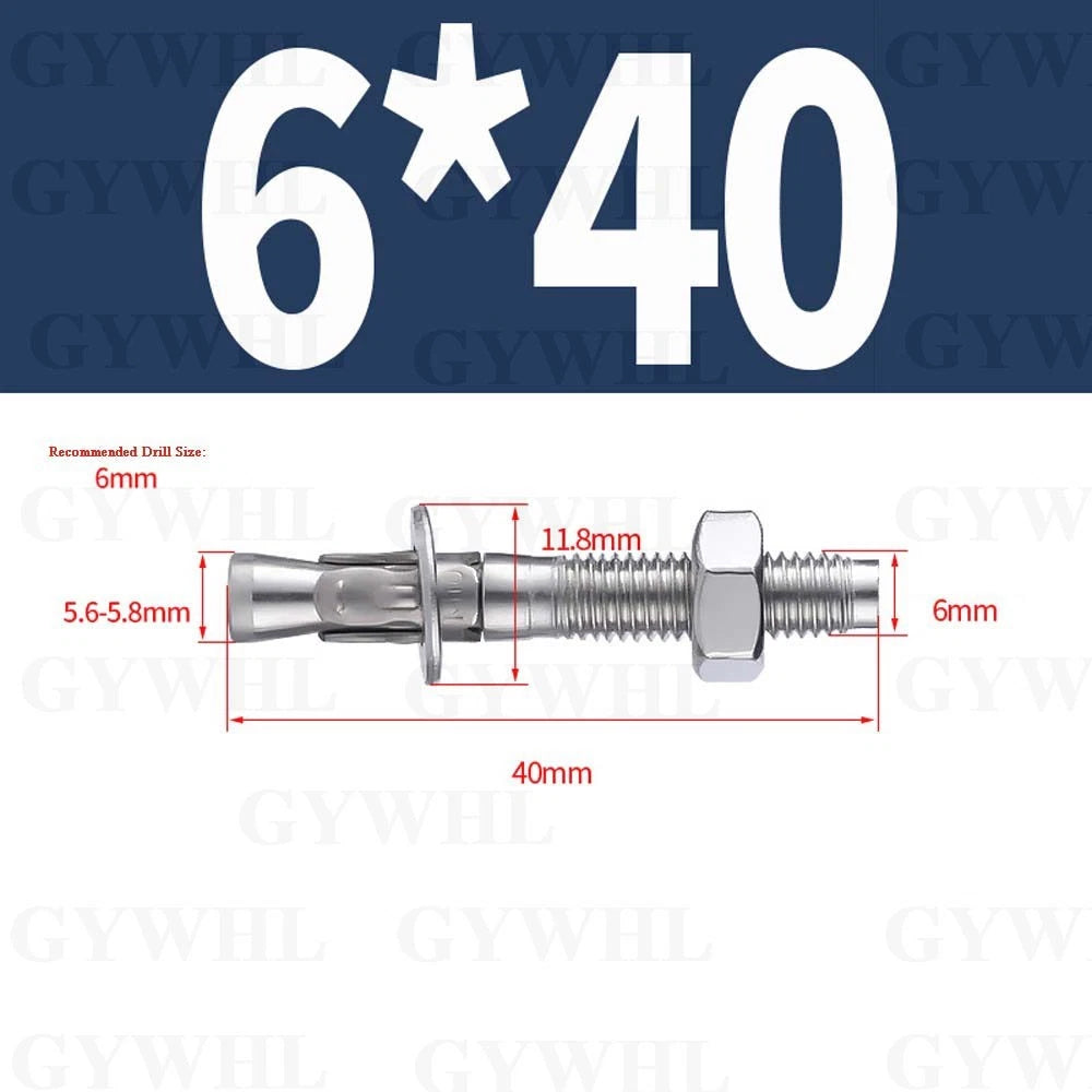 Hex Head Expansion Anchor Bolts — M6 to M20, Stainless Steel A2 & Zinc Plated, Extra Long