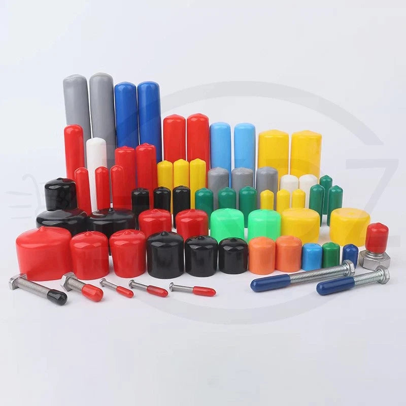 PVC End Caps for Screws, Bolts, Rods, Tubes & Cables – Thread Cover Protector, Rubber Plastic Caps (12-114mm, Multiple Colors)