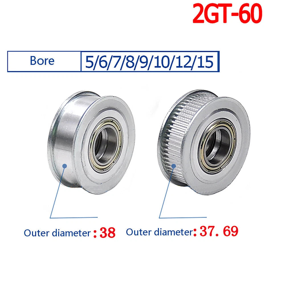 GT2 Idler Timing Pulley Bearing 16T-60T 3-15mm Bore for 6/11mm Width Timing Belt