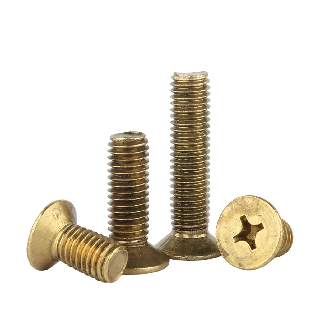 Brass Phillips Countersunk Machine Screws — Pozi Flat Head, M2 to M8