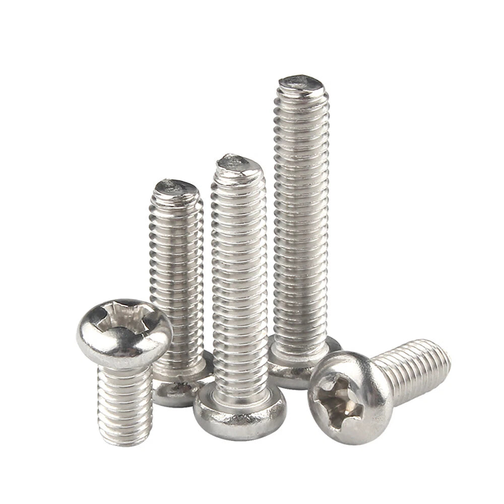 A2 Stainless Steel Pan Head Phillips Micro Machine Screws M1.0 M1.2 M1.4 M1.6 M2 M2.5 M3 M3.5 — 3mm to 120mm
