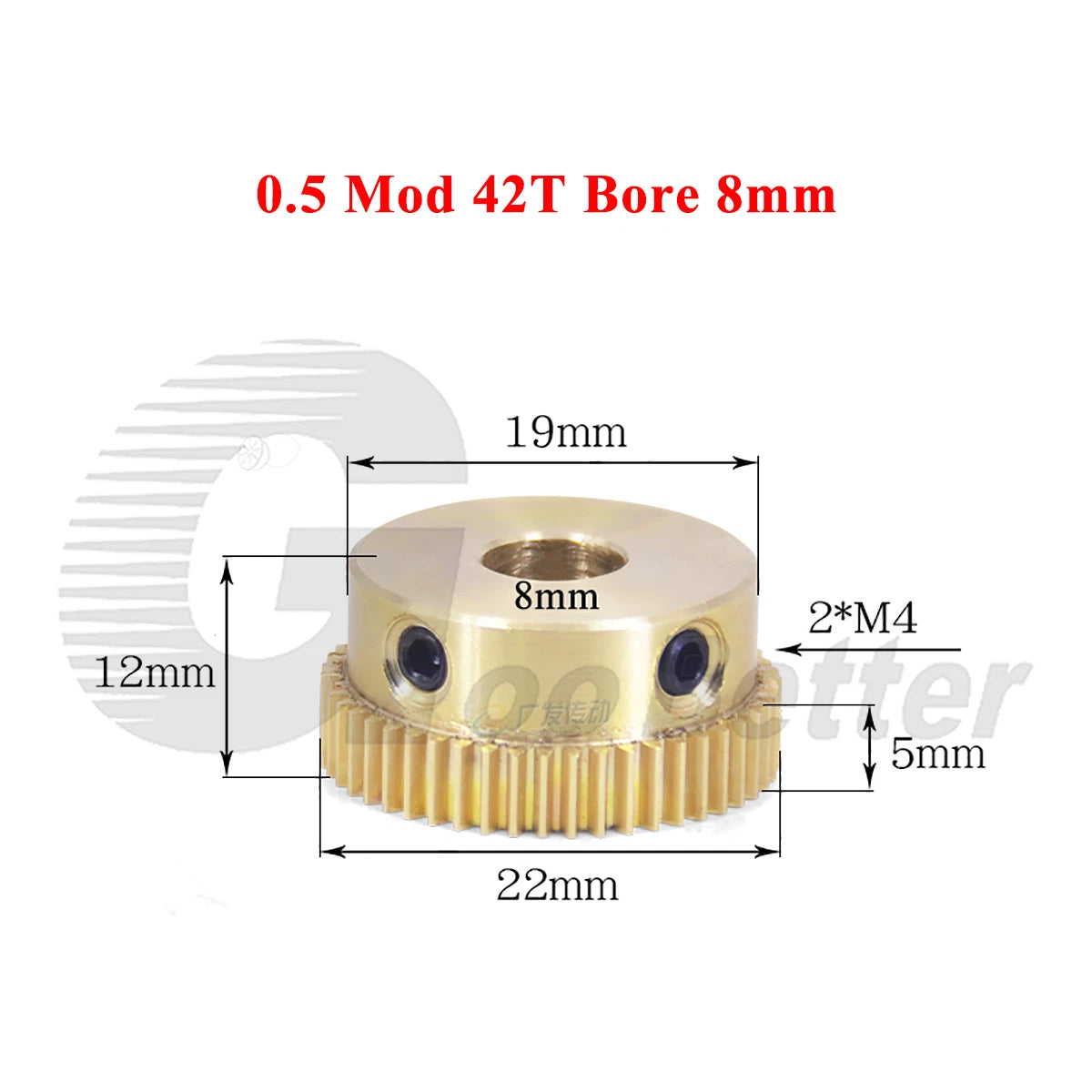 0.5 Mod Brass Pinion Spur Gear 42 Teeth Bore 4/5/6/8mm Motor Transmission Gear