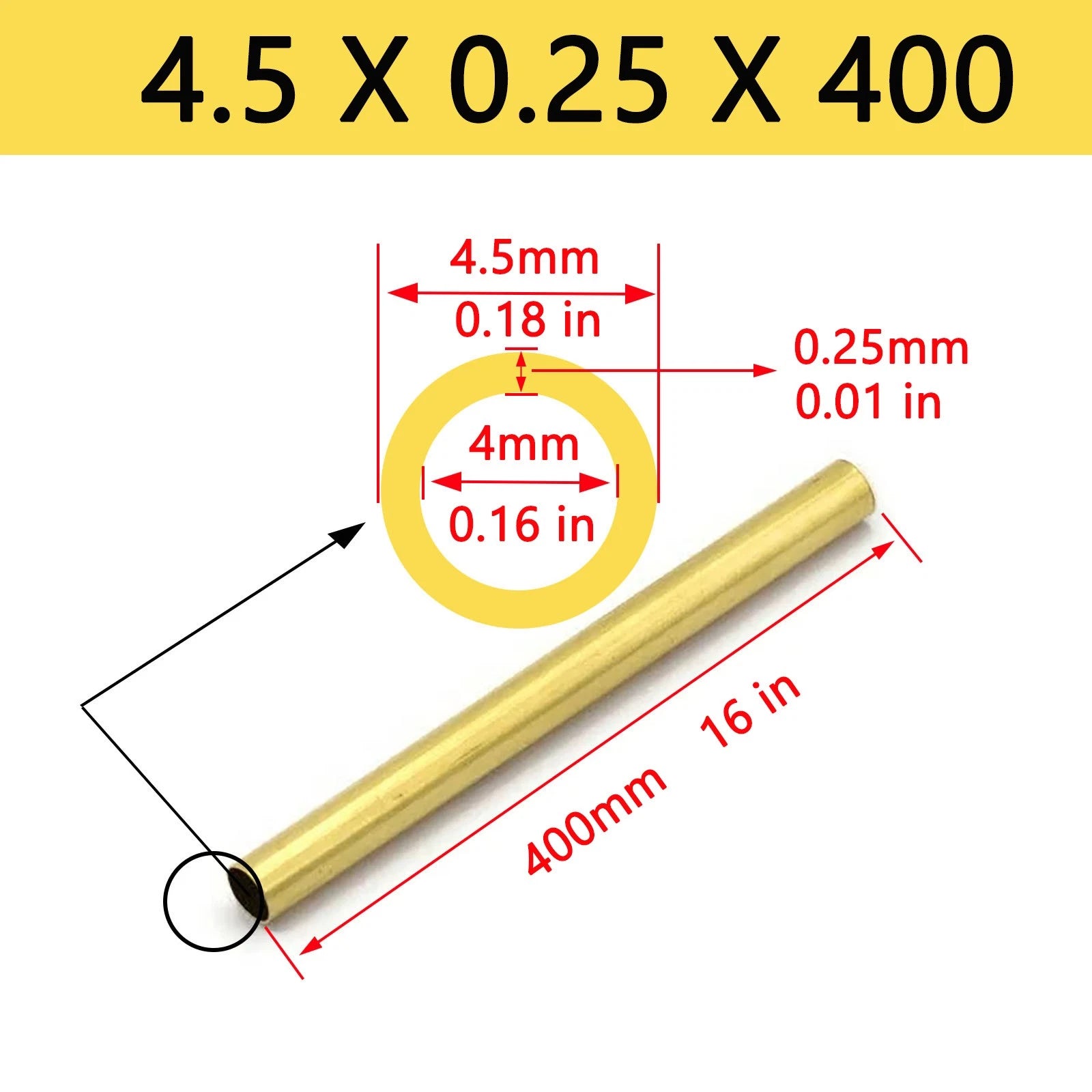 Brass Tubes ROUND PIPE Cu 62% OD 4mm 5mm 6mm 7mm 8mm To 25mm Length 400mm 0.4m