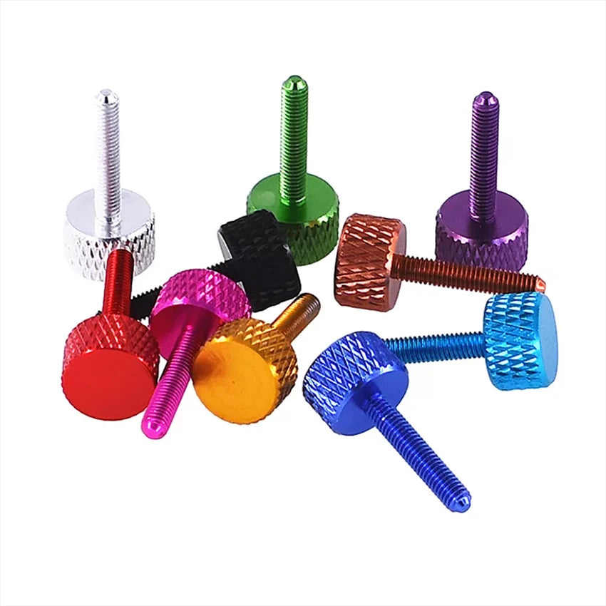 M3 Coloured Aluminium Knurled Thumb Screws Flat Head Hand Grip Bolt L:12mm-50mm