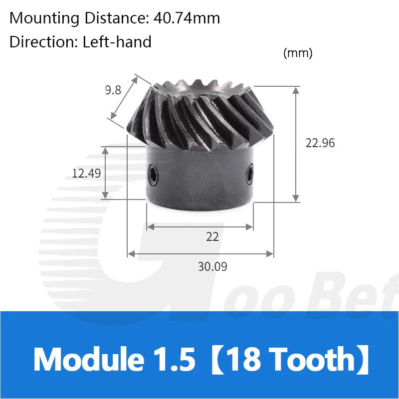 Spiral Bevel Gear C45 Steel Mod 1.5 Ratio 1:2 15 30 18 36 Tooth Hardened Black