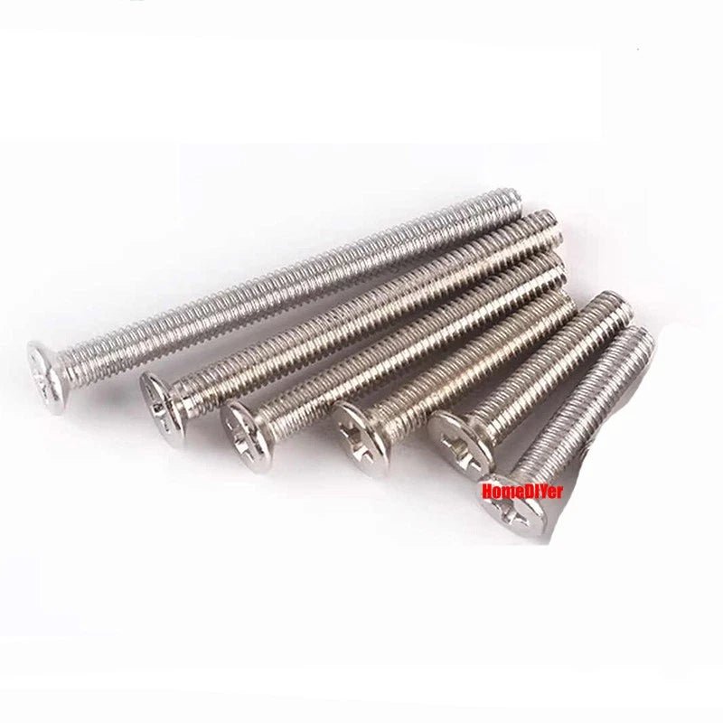 M3 Phillips Flat Head Machine Screws Stainless Steel & Nickel - Plated 5–35mm - HomeDIYer