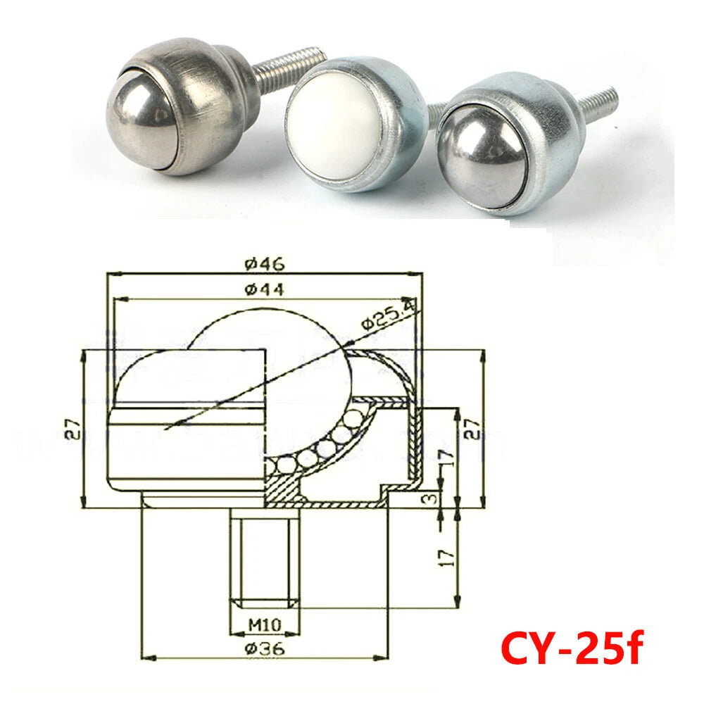 Ball Transfer Bearing Unit Casters Conveyor Roller M5 M6 M8 M10 Male Thread Bolt