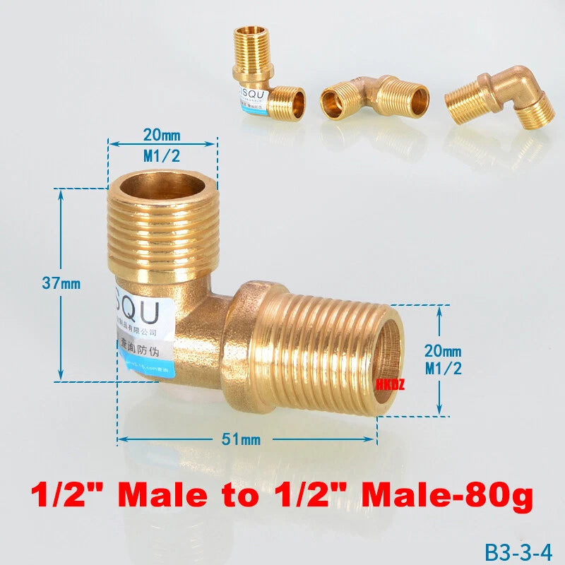BSP Brass Elbow Pipe Fittings — 1/2" Male & Female Threaded Connector for Air & Water