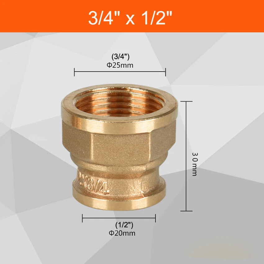 BSP Female Thread Brass Pipe Fitting Adapter | Coupler Connector 1/2" 3/4" 1"