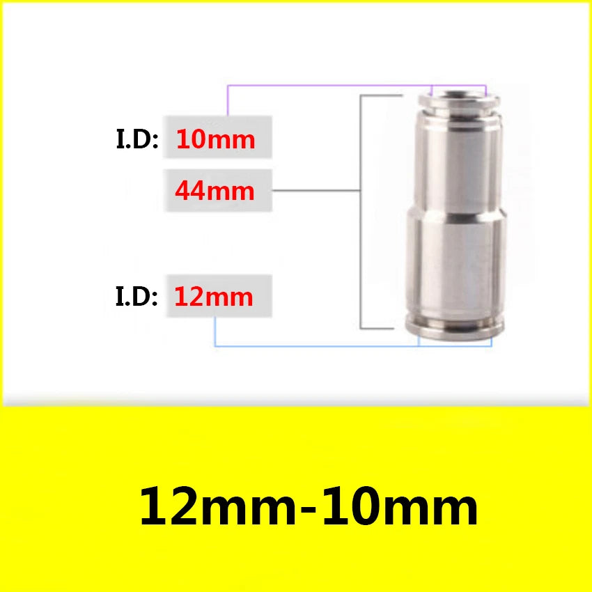 Stainless Steel Straight Reducing Push-to-Connect Fitting — Pneumatic Tube Adapter