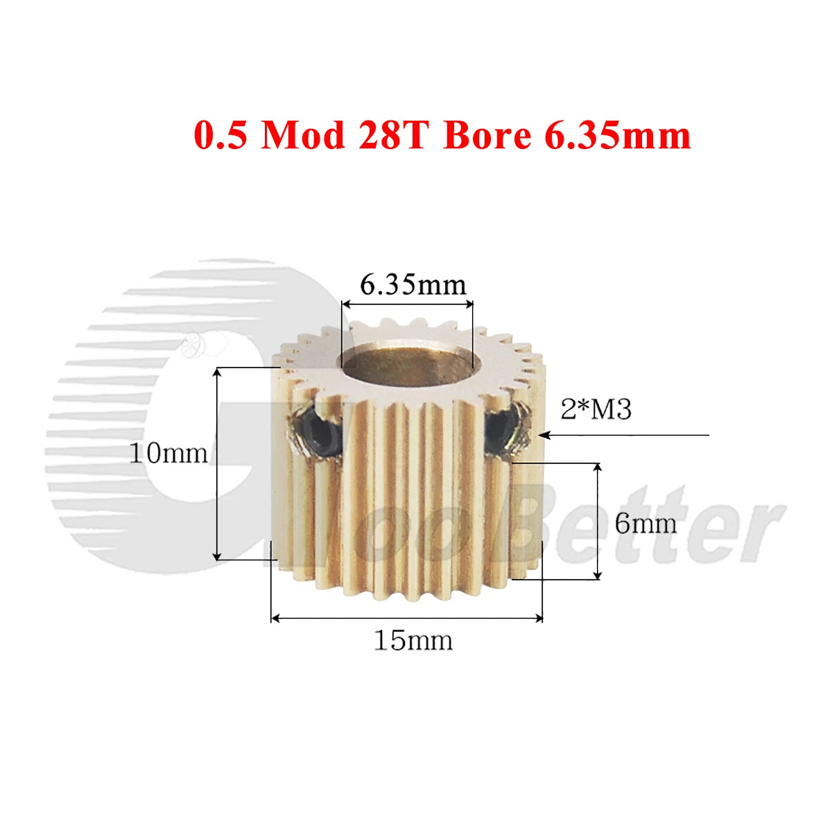 0.5 Mod Brass Pinion Spur Gear 28 Teeth Bore 4/5/6/6.35/7/8mm Transmission Gear