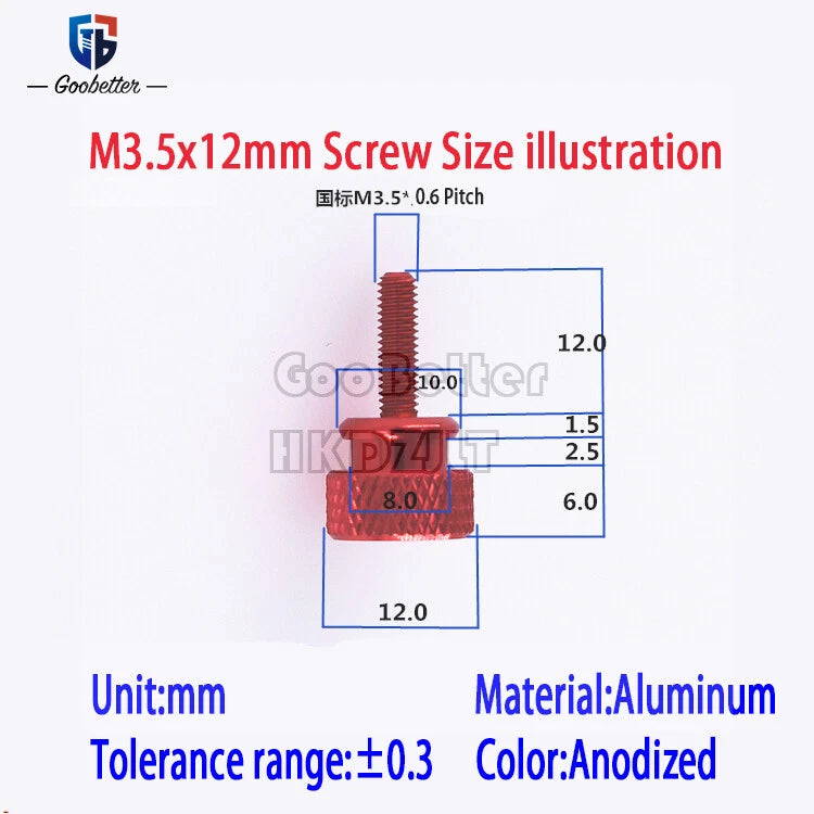 M3.5 x 7 10 12 16 20 mm Computer PC Case Aluminum Alloy Knurled Thumb Screws