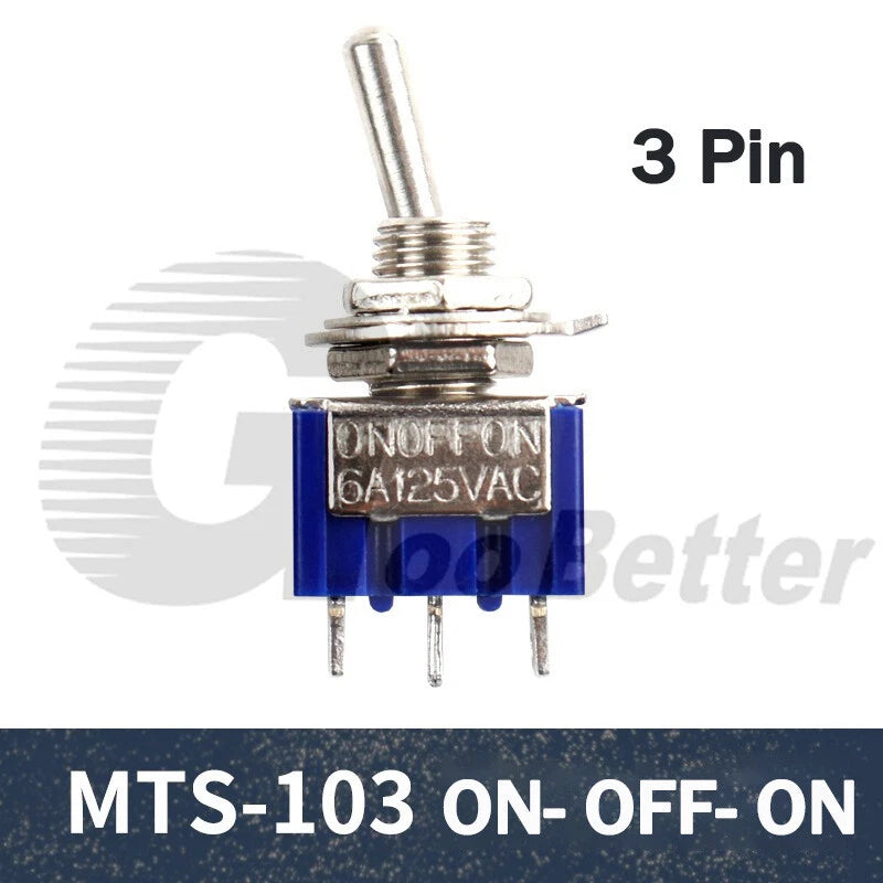 Mini Toggle Switch Latching SPDT/DPDT — MTS-102 MTS-103 MTS-202 MTS-203 | 2A 250VAC 5A 120VAC