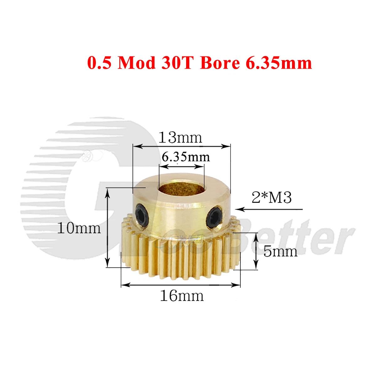 0.5 Mod Brass Pinion Spur Gear 30 Teeth Bore 4/5/6/6.35/7/8mm Transmission Gear
