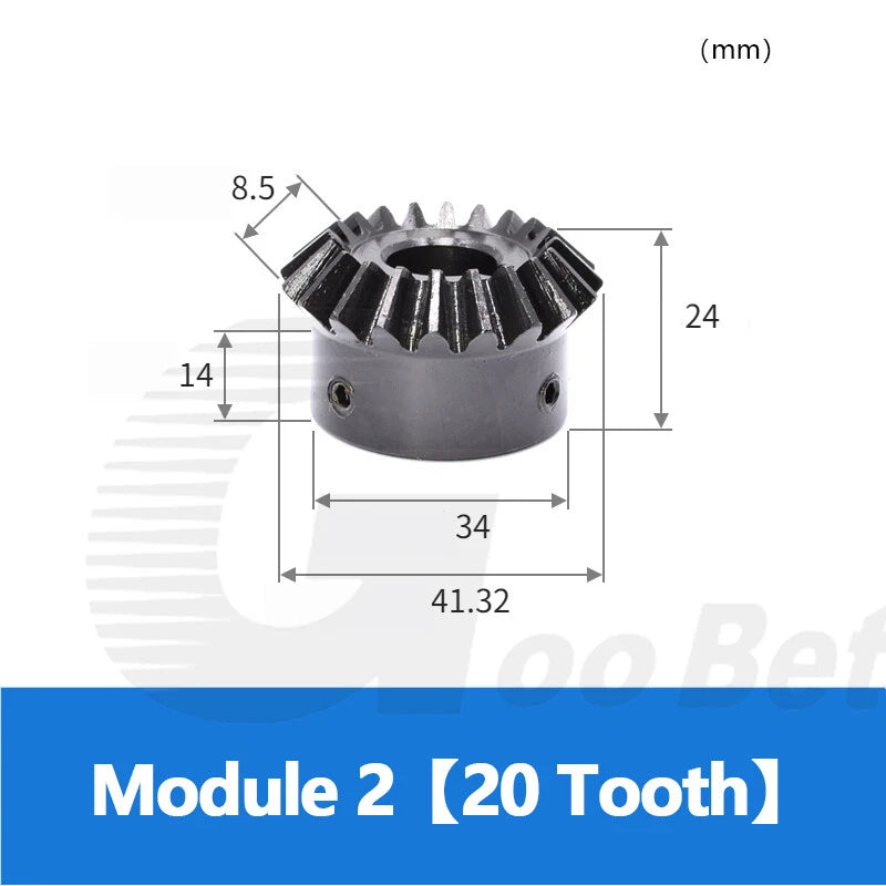 Bevel Gear C45 Steel Module 2 Miter Gear Ratio 1:1 20/25/30 Tooth Hardened Black