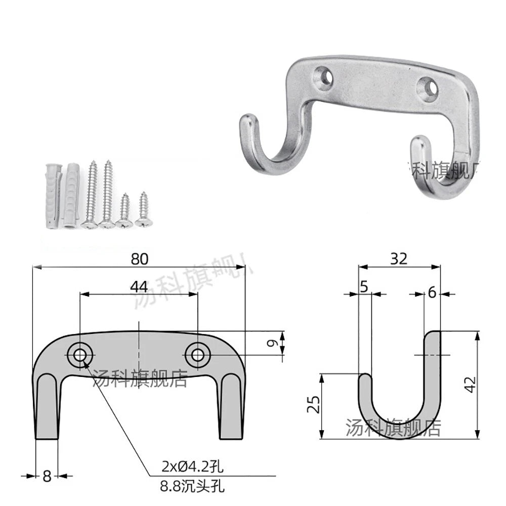 Stainless A2 Double Hook Coat Hooks Door Bathroom Bedroom Dress Clothes Hangers