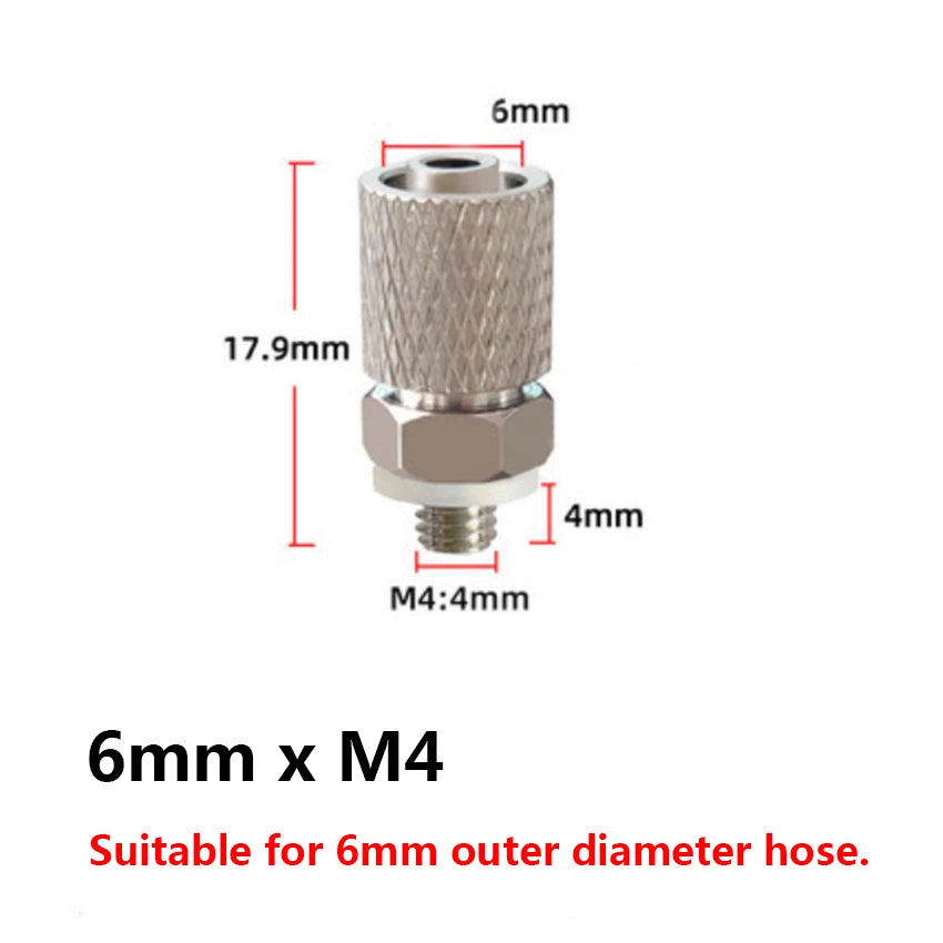 Pneumatic Straight Hose Fitting — Male Thread Push-In Connector (3mm–6mm OD)