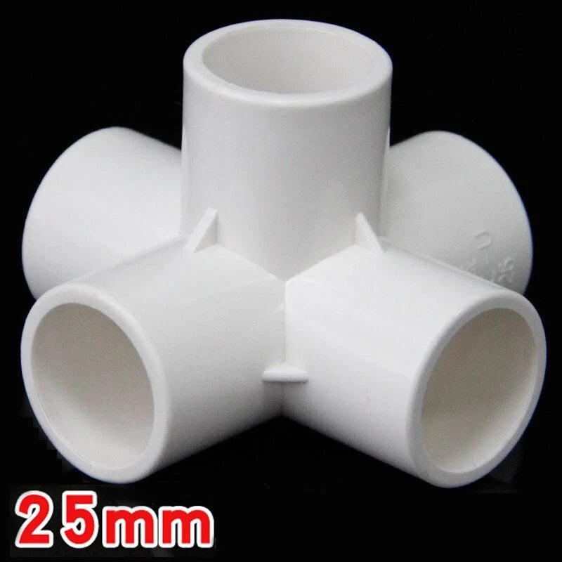 PVC 5-Way White Equal Connector Socket 20 25 32 40 50mm Pressure Pipe Fittings